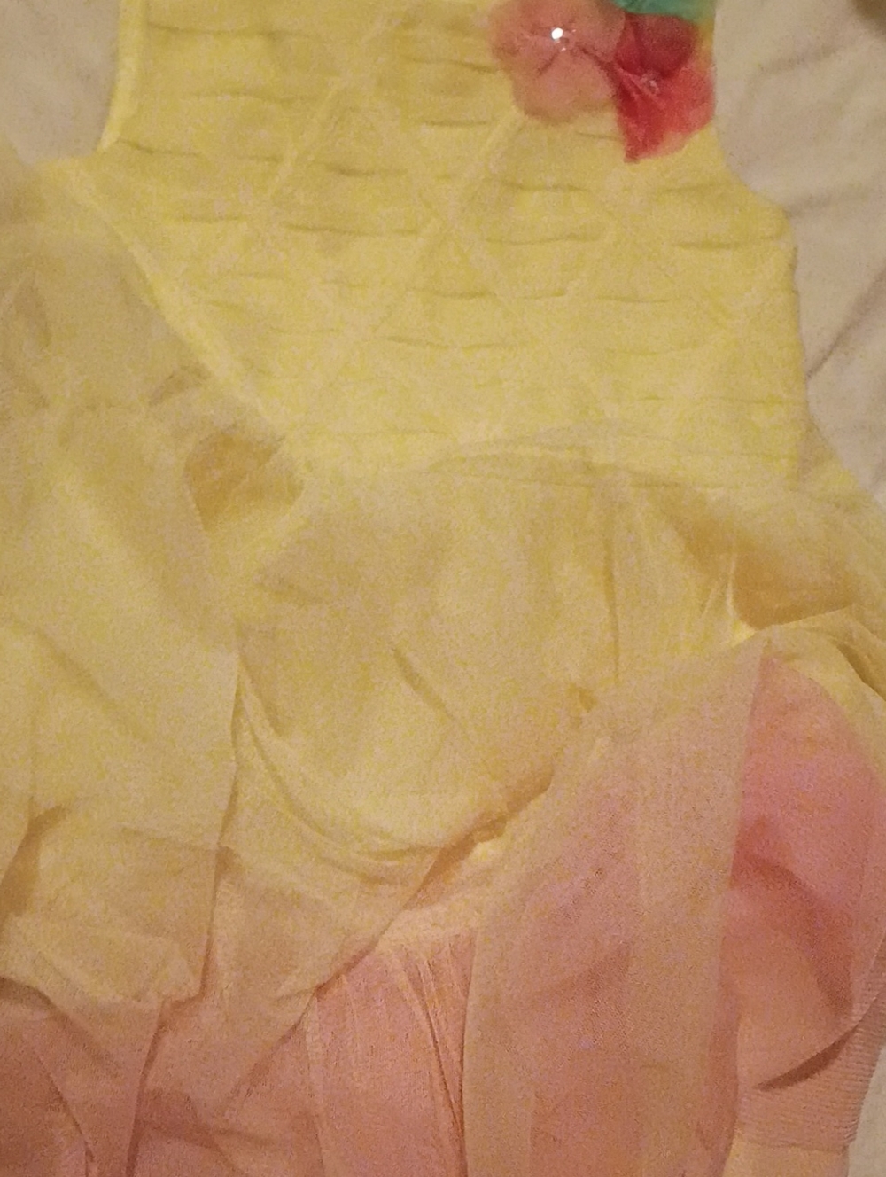 Jona Michelle Yellow and Pink Floral Tulle Party Dress